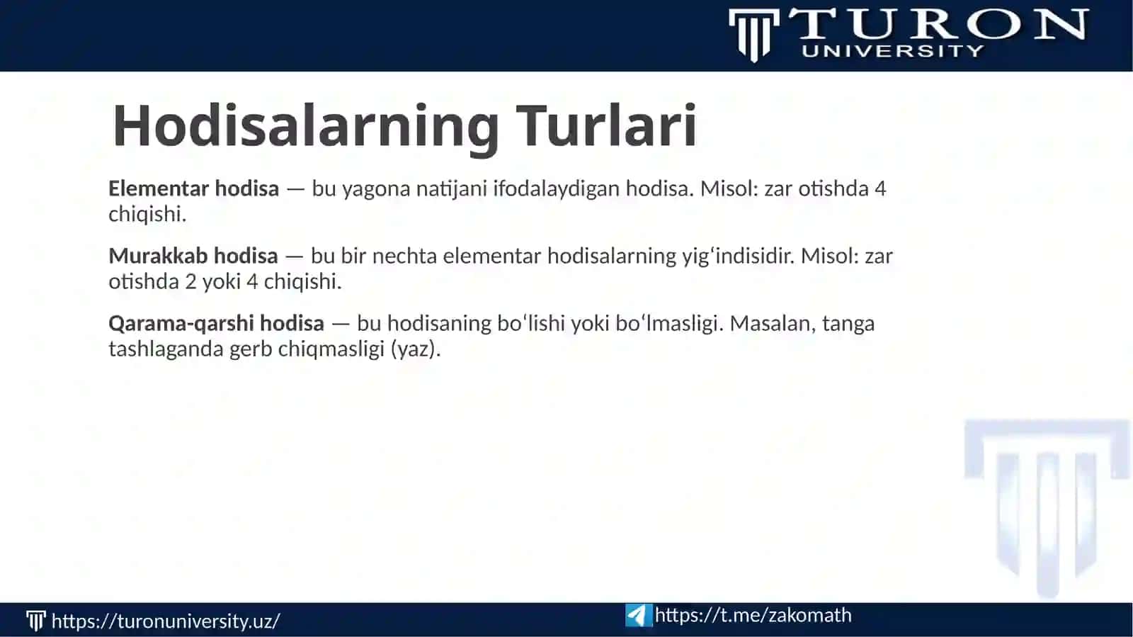 Hodisalarning erkliligi va eng sodda formulalar 4
