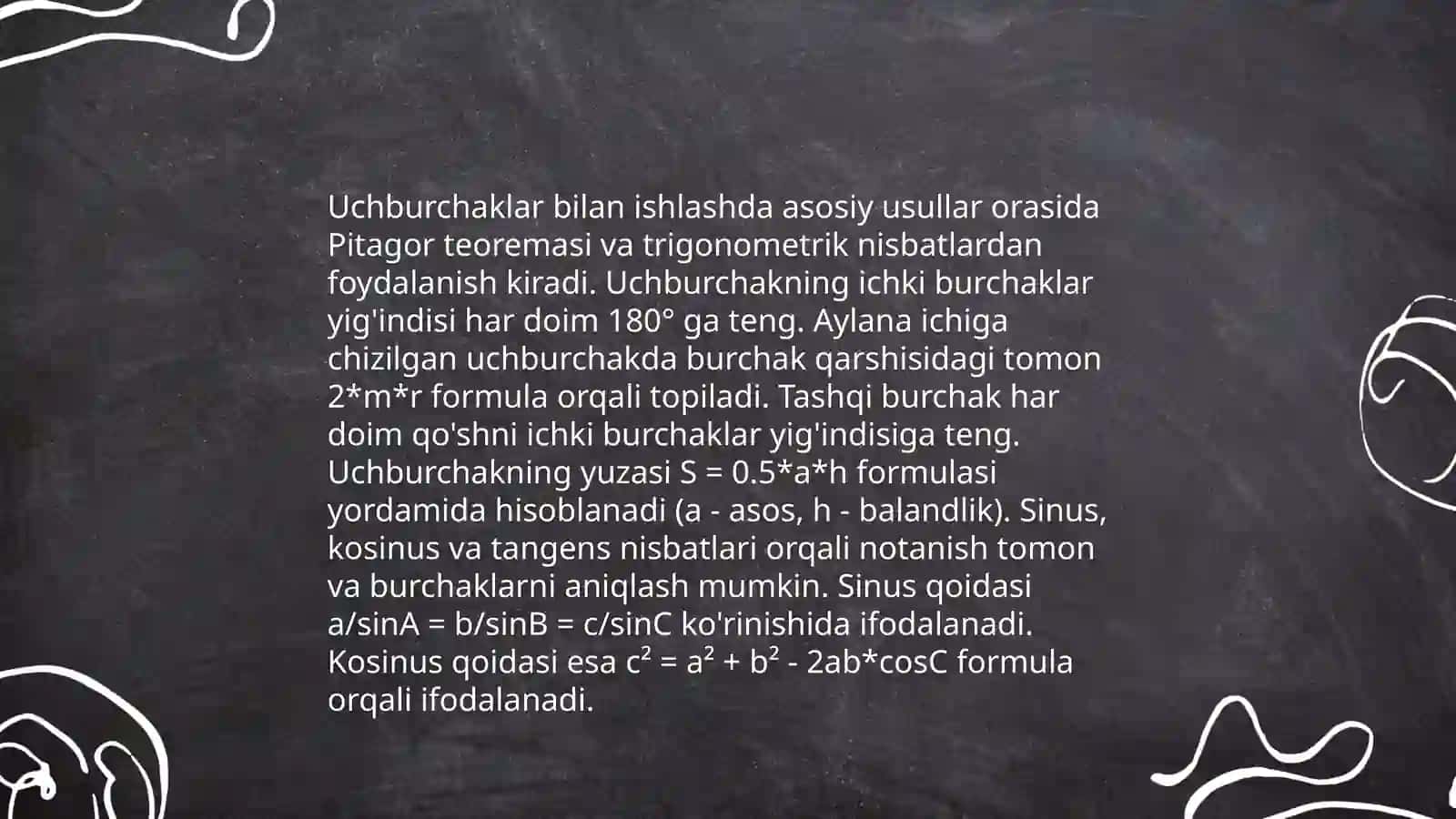 Geometrik masalalar yechish metodlari haqida 4
