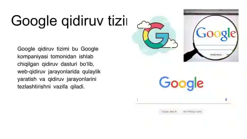 Google qidiruv tizimi va dasturlari haqida taqdimot 4