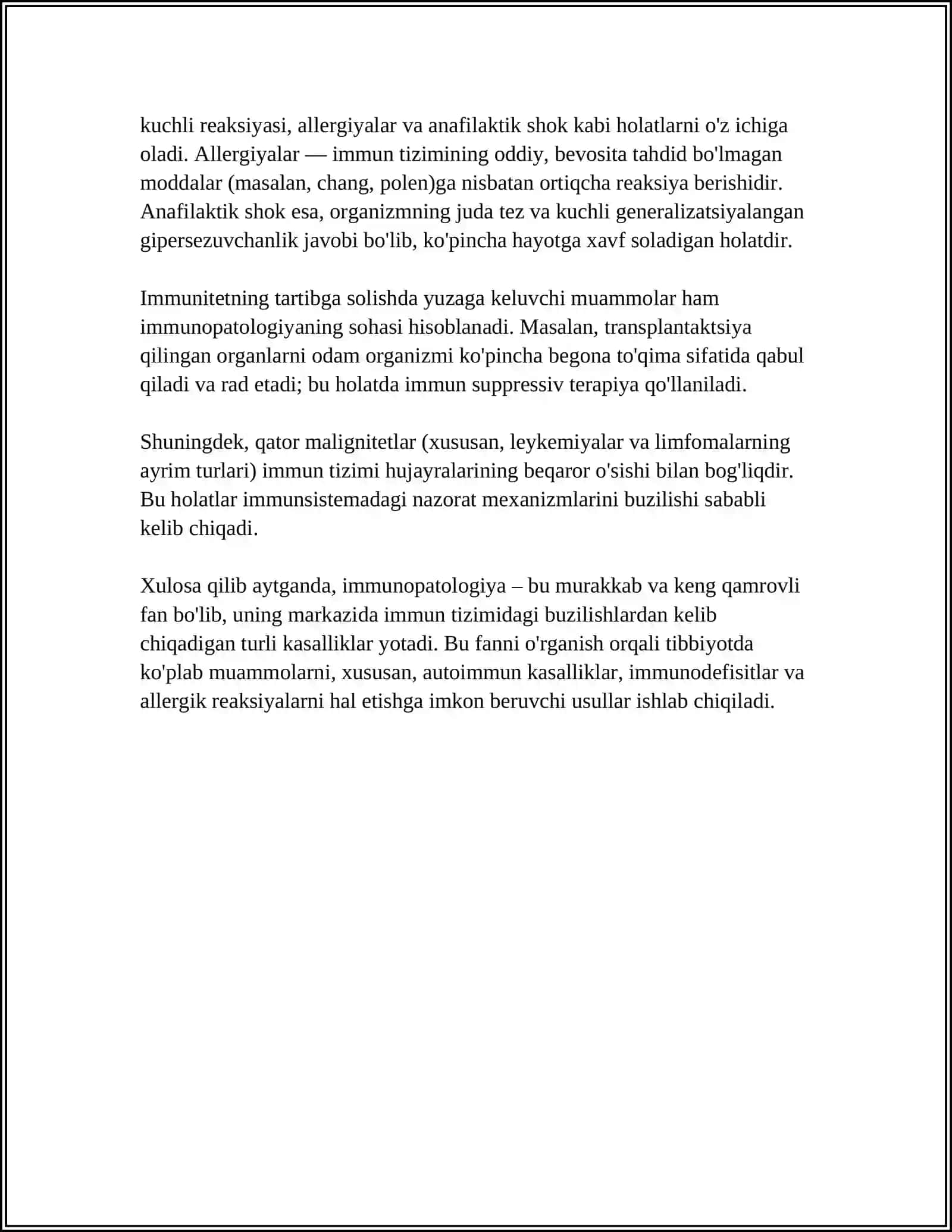 IMMUNOPATOLOGIYA, O‘SMA XUJAYRALARNI KELIB CHIQISHIDAGI AHAMIYATI 4