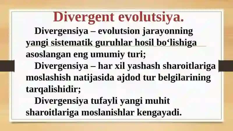 Evolutsion o‘zgarishlarning tiplari 4