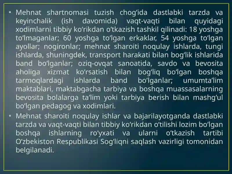 Ishlab chiqarishning sanitariyasi va gigiyenasi meyorlari 4