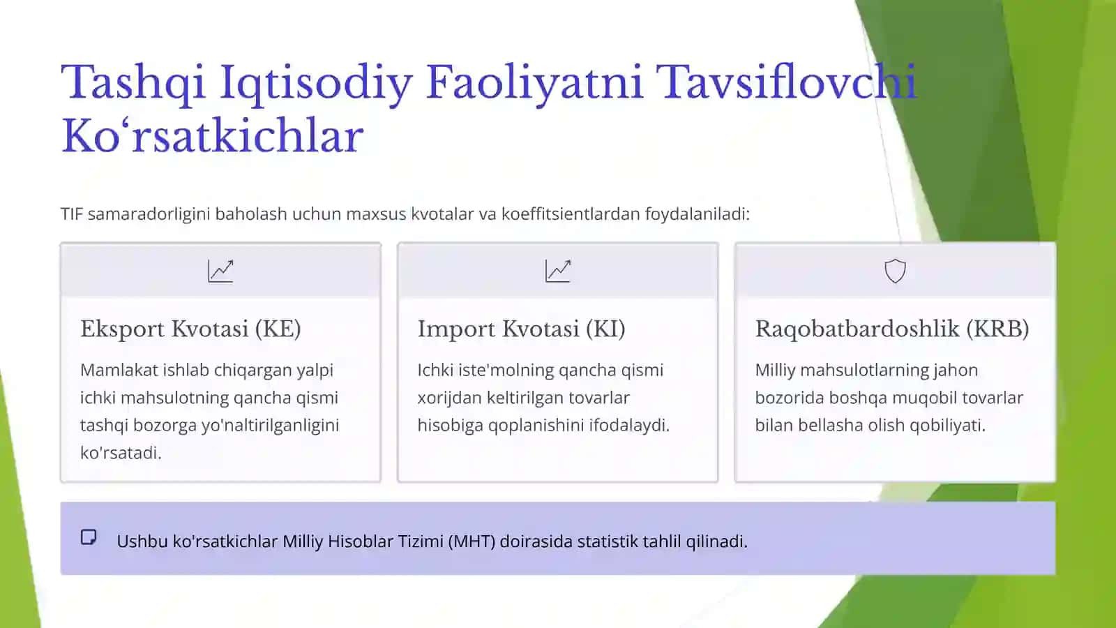 Tashqi iqtisodiyot faoliyati. Asosiy tushunchalar va rivojlanish yo‘llari 4
