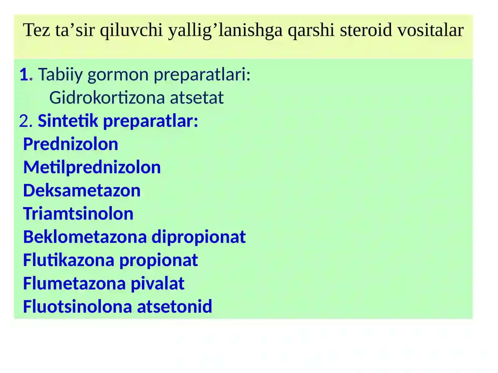 Tez taʼsir etuvchi yalligʼlanishga qarshi vositalar 4