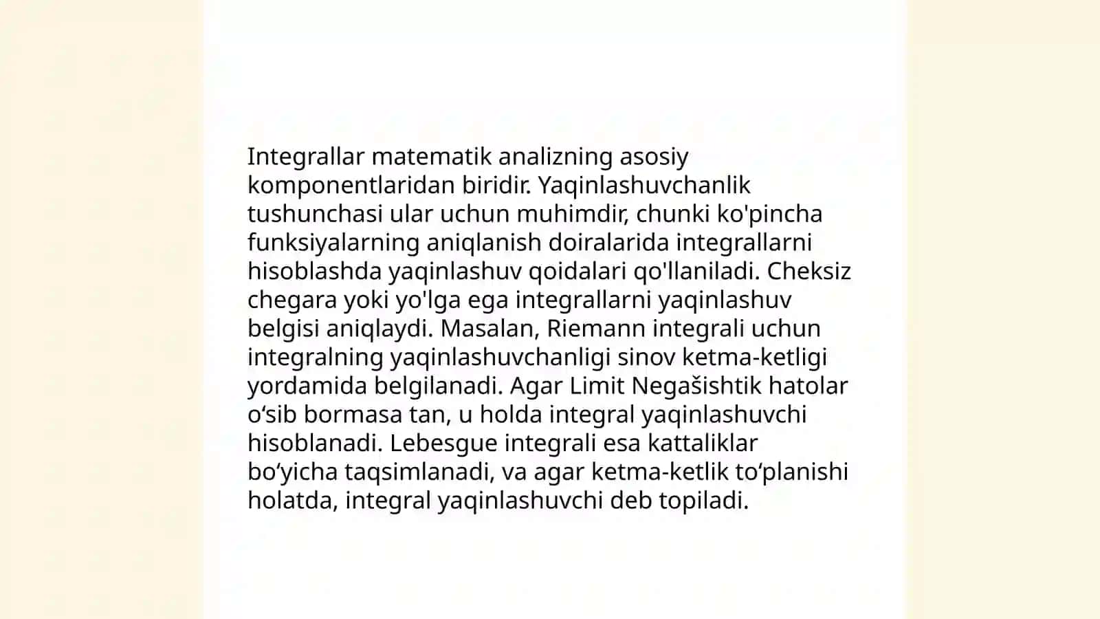 Ikkinchi tur xosmas integral va yaqinlashuvchanligi 4