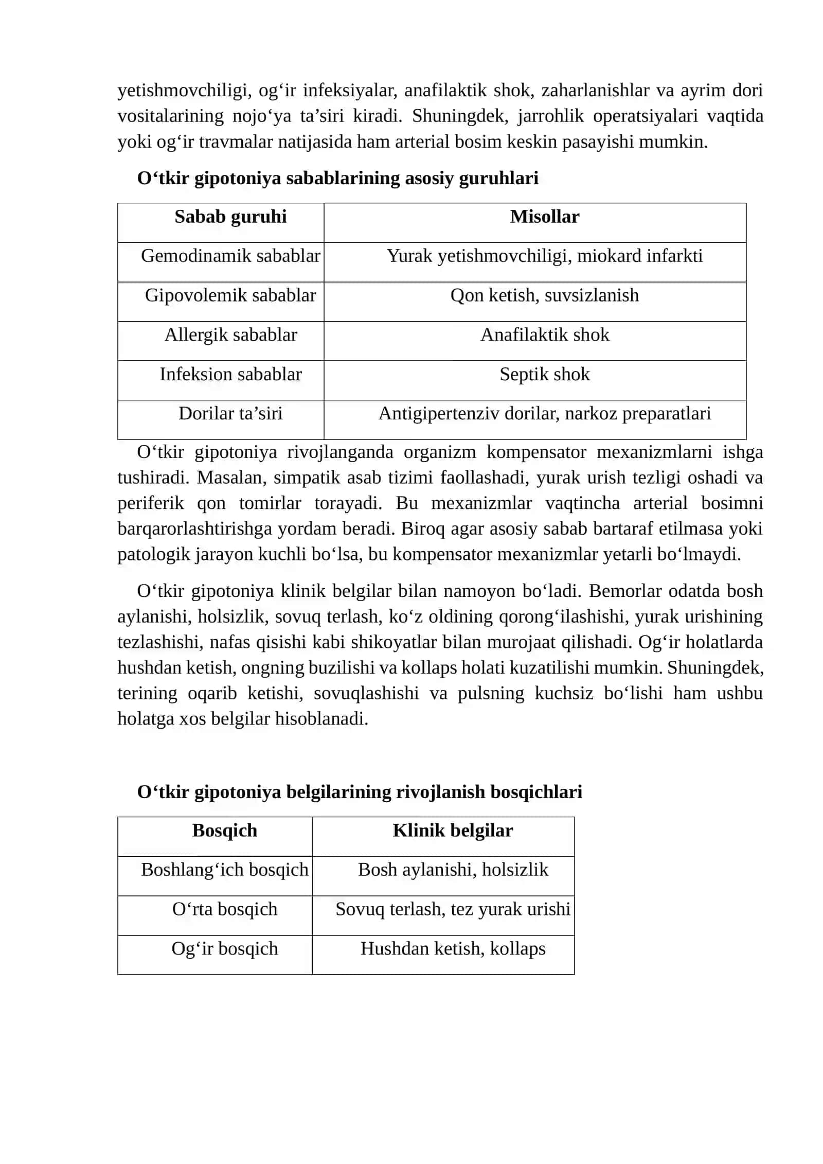 O‘tkir gipotoniya holatlarida dori vositalarini ratsional qo‘llashda klinik farmakologik yondashuv 4