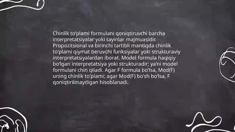 Formulaning chinlik toʻplami 4