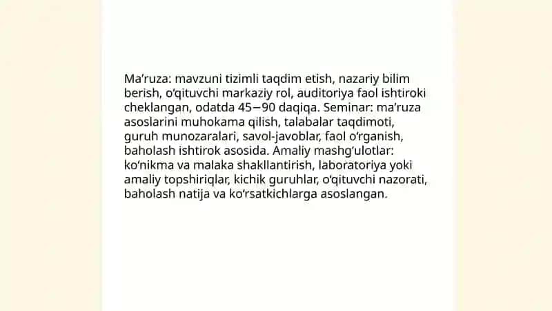 Taʼlimni tashkil etish turlari va shakllari 4