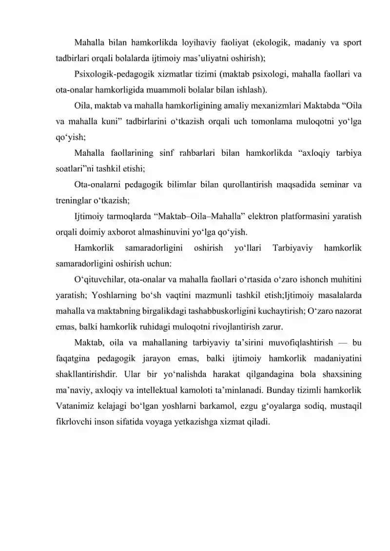 MAKTAB OILA VA MAHALLANING TARBIYAVIY TA'SIRINI MUVOFIQLASHTIRISH 4