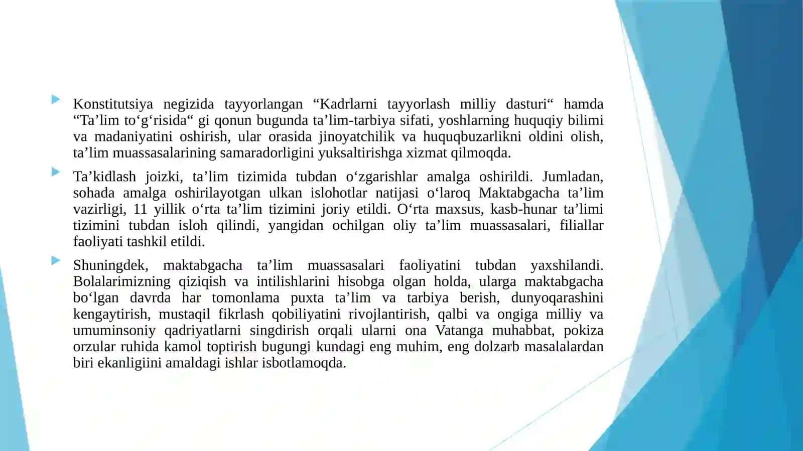 KONSTITUTSIYA VA YOSHLAR YOSHLARNING HUQUQLARINI HIMOYA QILISH BO'YICHA DAVLATNING MAJBURIYATLARI. 4