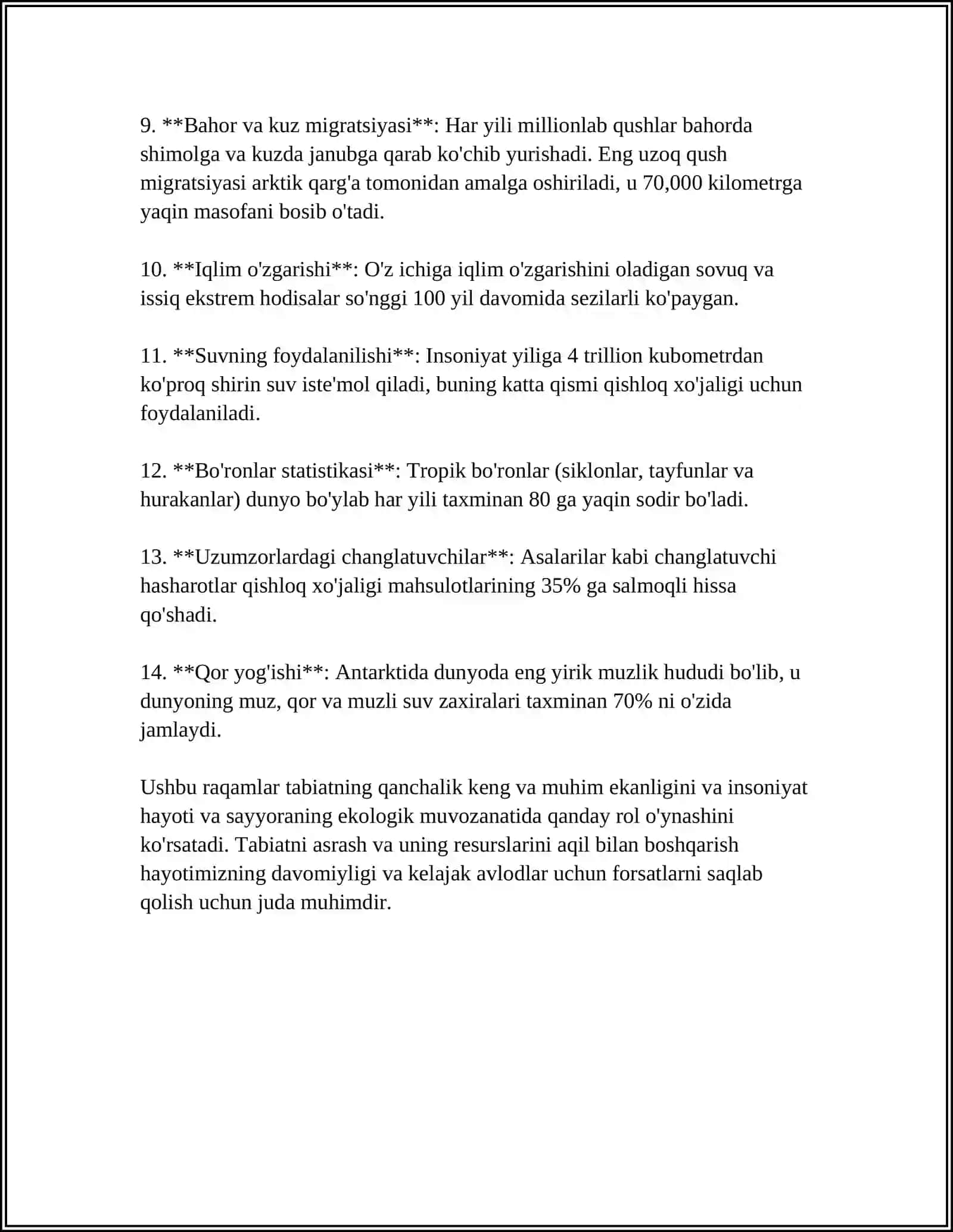 TABIAT HAQIDA SAVOL-JAVOBLAR 4