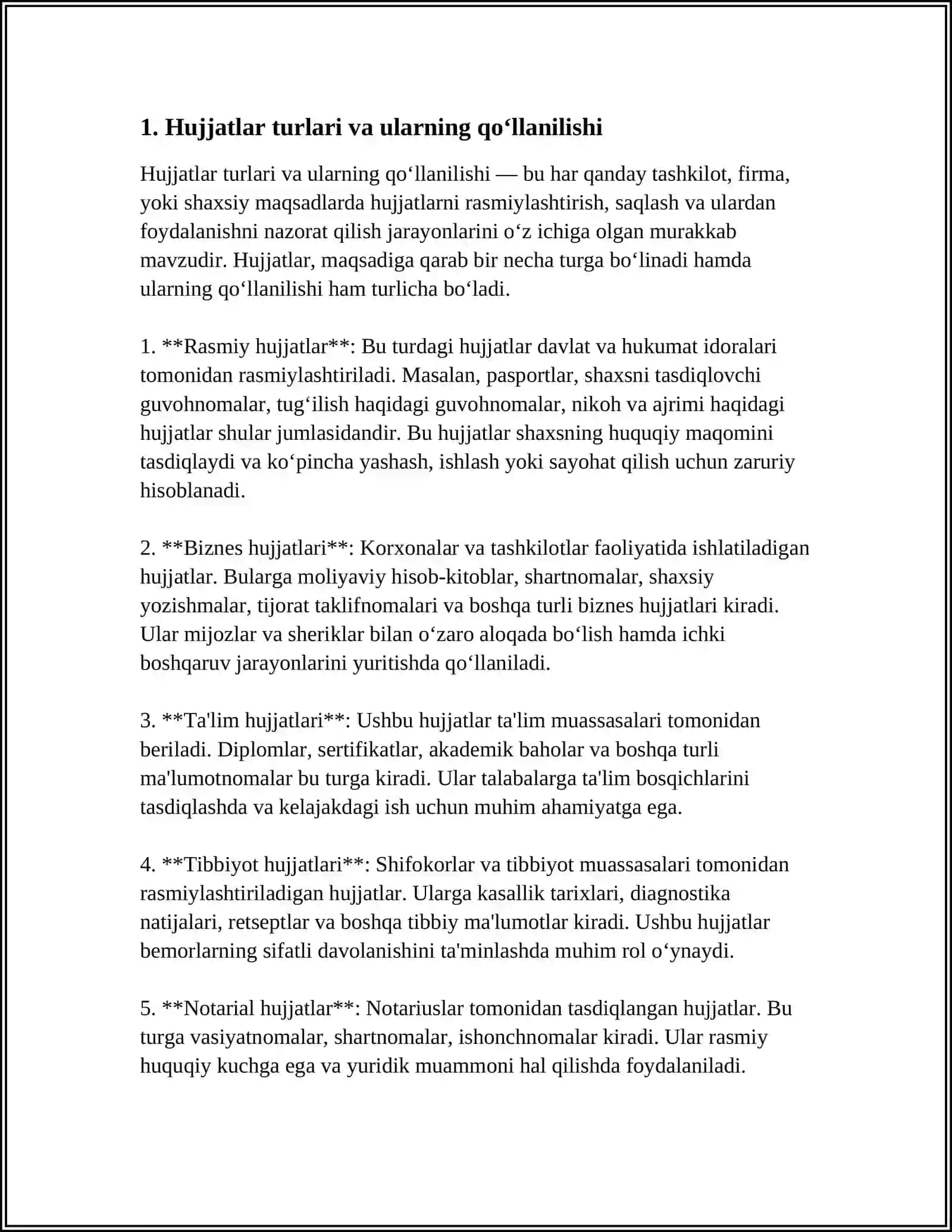 ISH HUJJATLARI VA ULARGA QO‘YILADIGAN ASOSIY TALABLAR 4