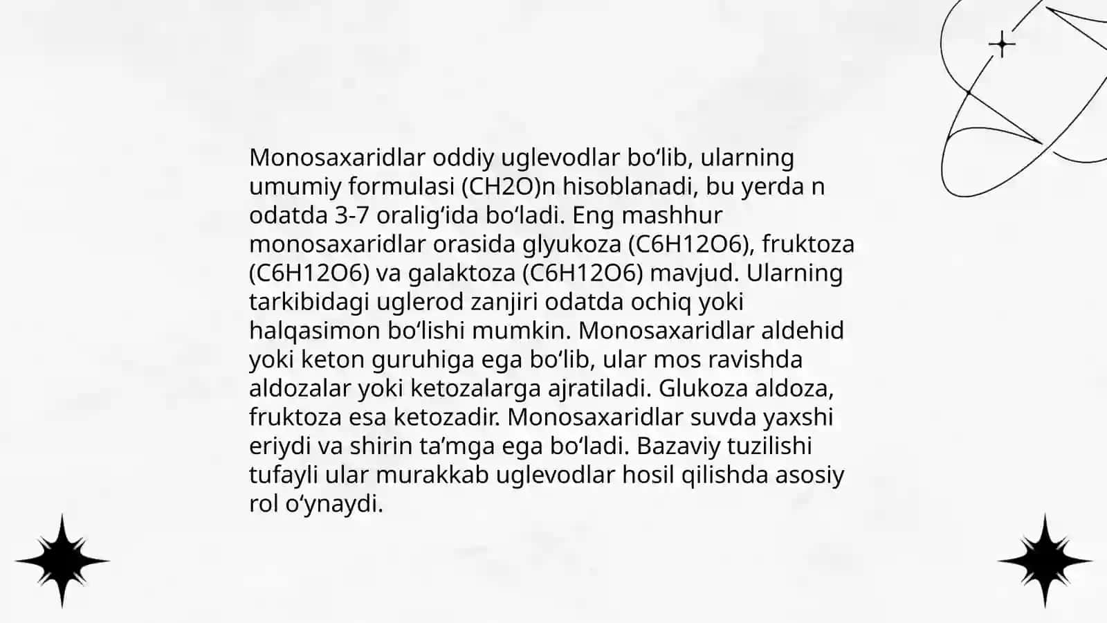 Uglevodlar.Monasaxaridlar tuzilishi va xossalari 4