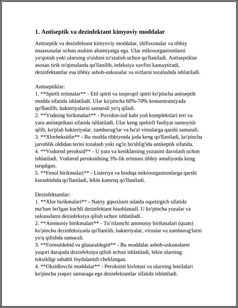 Antiseptik va dezinfektant kimyoviy moddalar 4