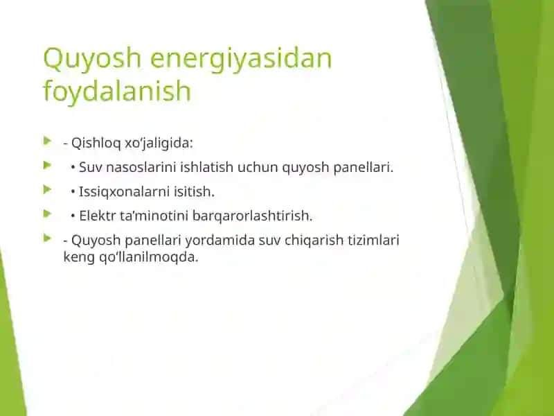 Qishloq va suv xo‘jaligida muqobil energiya manbalaridan foydalanish 4