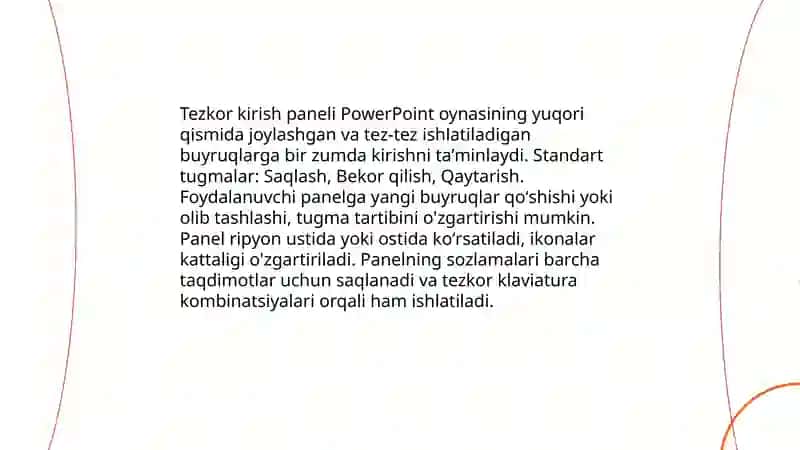 PowerPoint dasturining asosiy elementlari 4