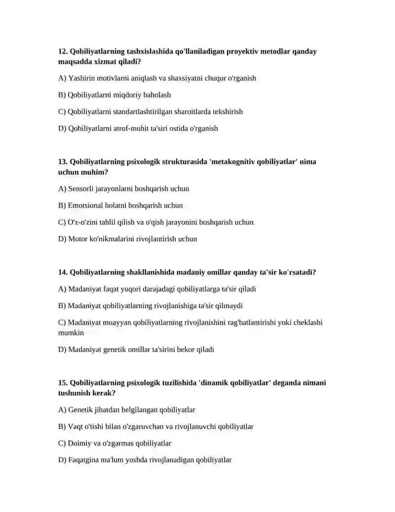 Qobiliyatlarning psixologik strukturasi 4