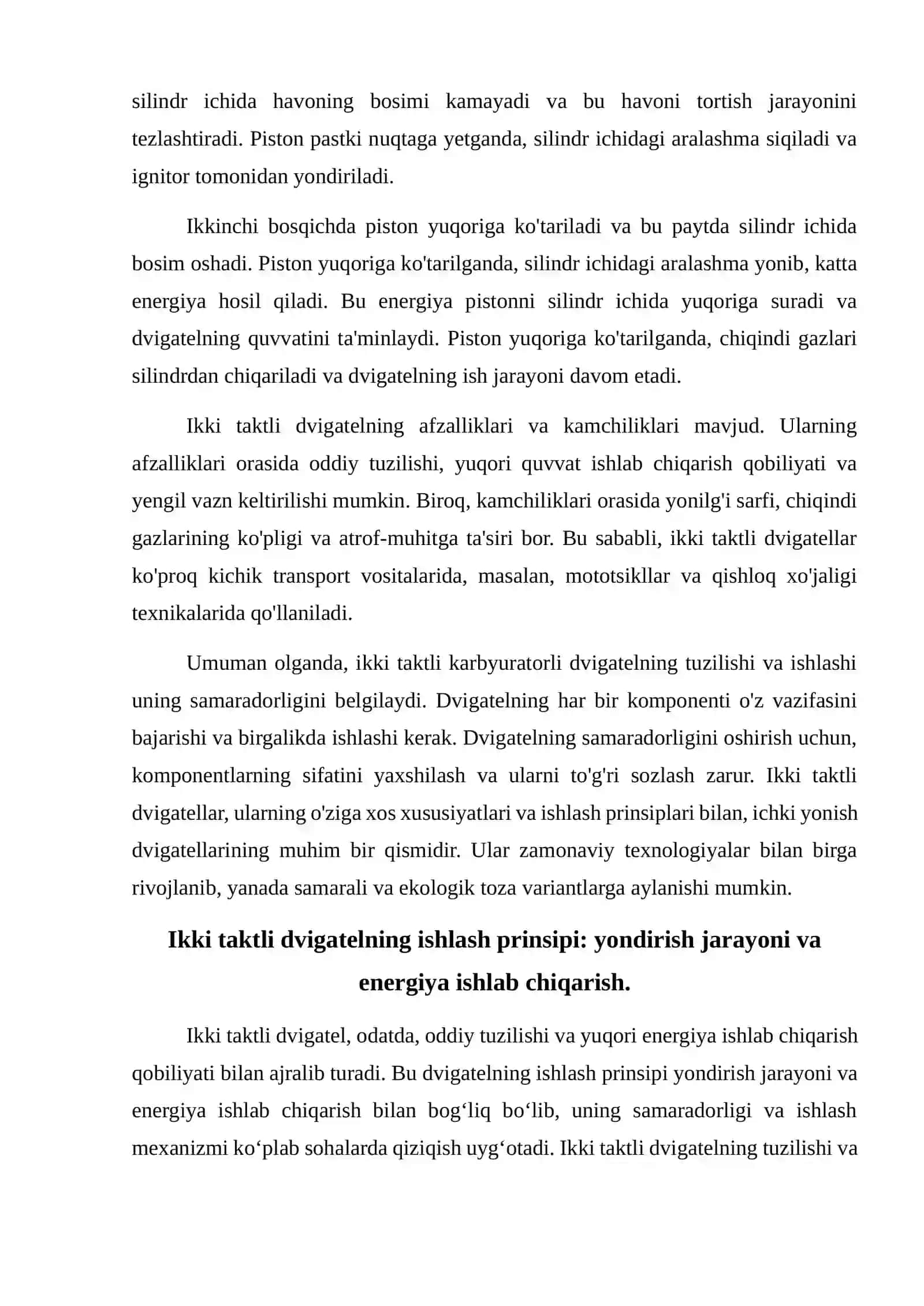 Ikki taktli karbyuratorli dvigatelning tuzilishi, ishlashi 4
