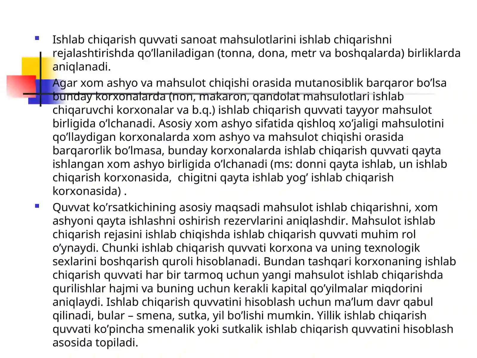 Korxona ishlab chiqarish quvvativa operatsion tizimlarnirejalashtirish 4
