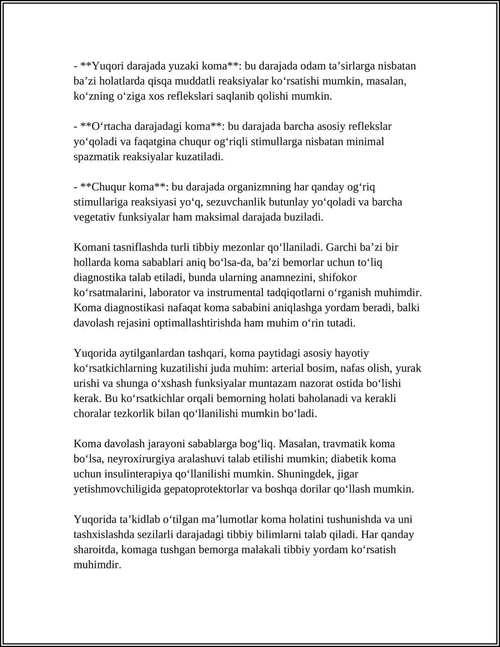 YUQUMLI KASALLIKLARDA SHOSHILINCH HOLATLAR (KOMA, SHOK) 4