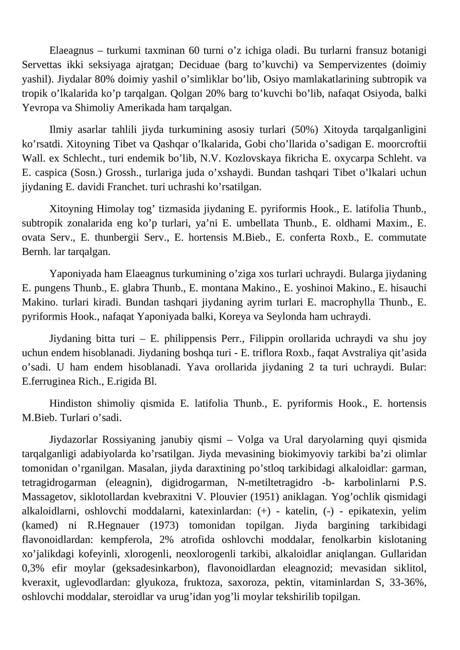 CHilonjiydadoshlar (Rhamnaceae) va Jiydadoshlar (Elaeagnaceae) oilasi turkumi turlari nomenklaturasini tahlili va o‘rganish qoidalari 4