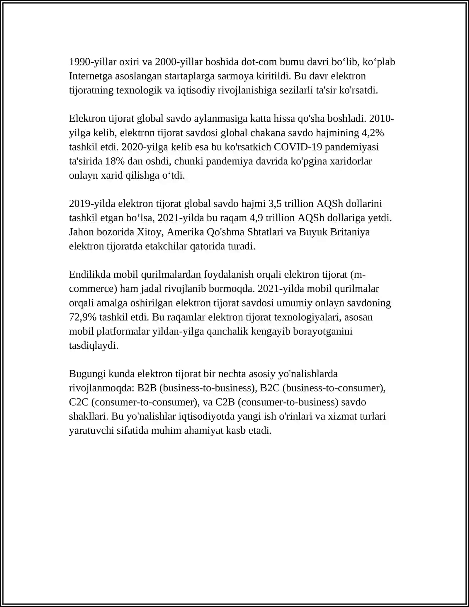 ELEKTRON TIJORAT. ELEKTRON TIJORATNING RIVOJLANISH TARIXI 4