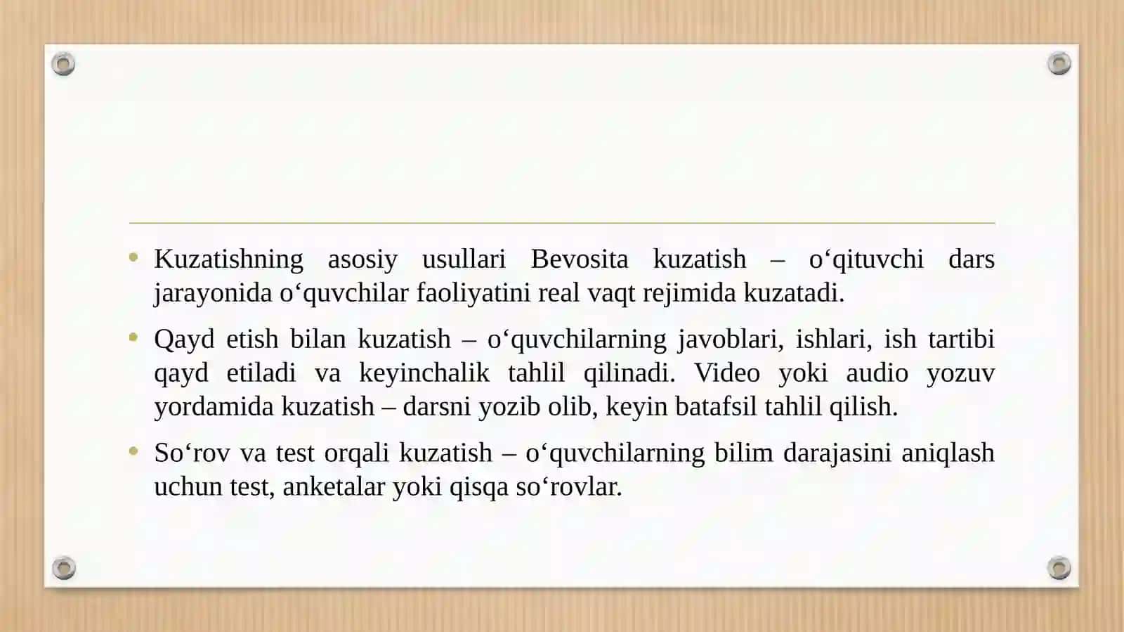 O‘quv jarayonini kuzatish va tahlil qilish texnikasi 4