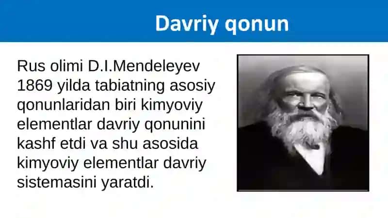 Davriy qonun va kimyoviy elementlarning klassifikatsiyasi 4
