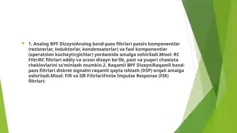 IXTIYORIY MURAKKAB SIGNALLAR.SIGNAL UCHUN BPF ALGORITMLAR 4