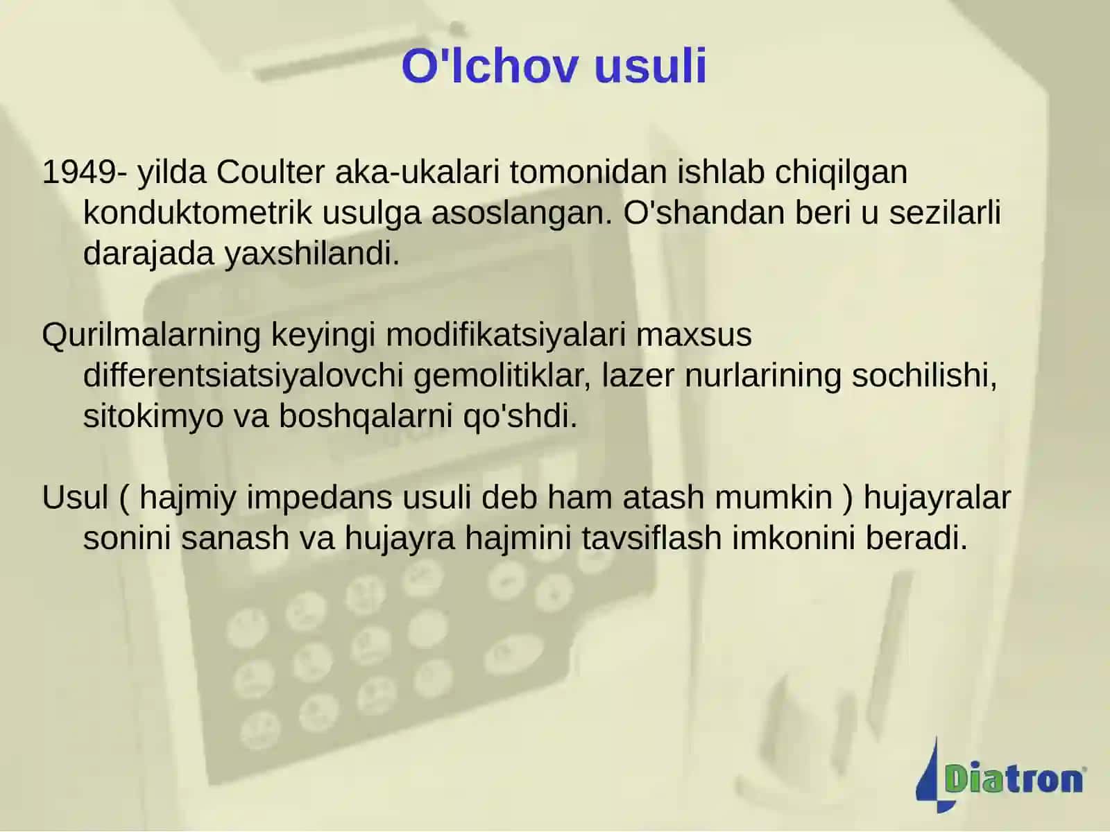 Umumiy qon tahlilini Diatron (Avstriya) gematologiya analizatorlari 4