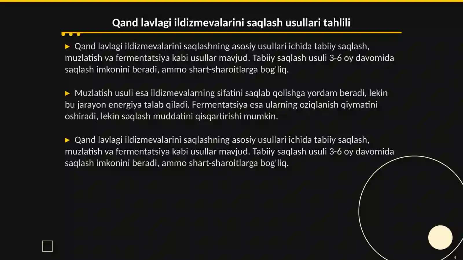 Qand lavlagi ildizmevalarini saqlashning istiqbolli va resurs tejamkor usullari 4