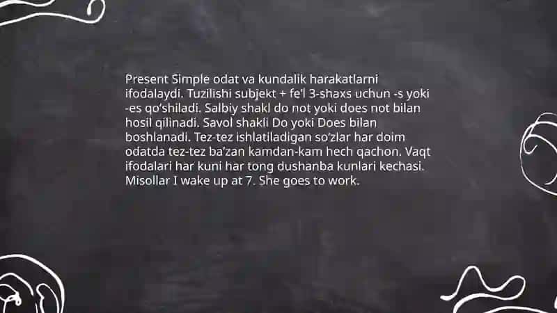 Present Simple taʼrifi 4