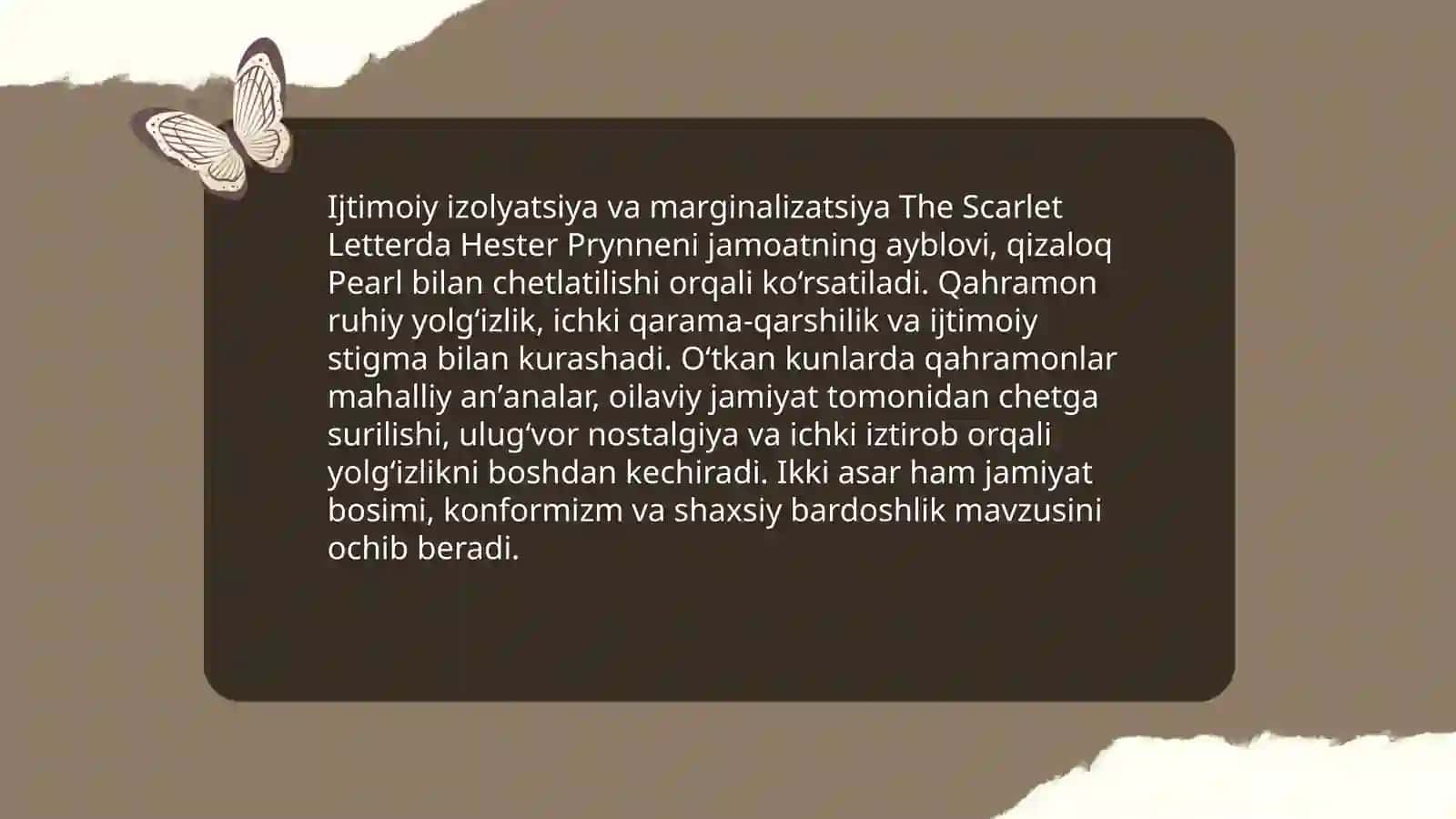 "O'tkan kunlar" va "The Scarlet Letter" asarlari tahlili 4