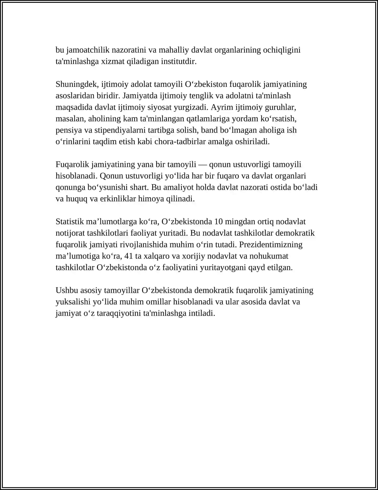 O‘zbekiston Demokratik Fuqarolik Jamiyati Asoslari 4