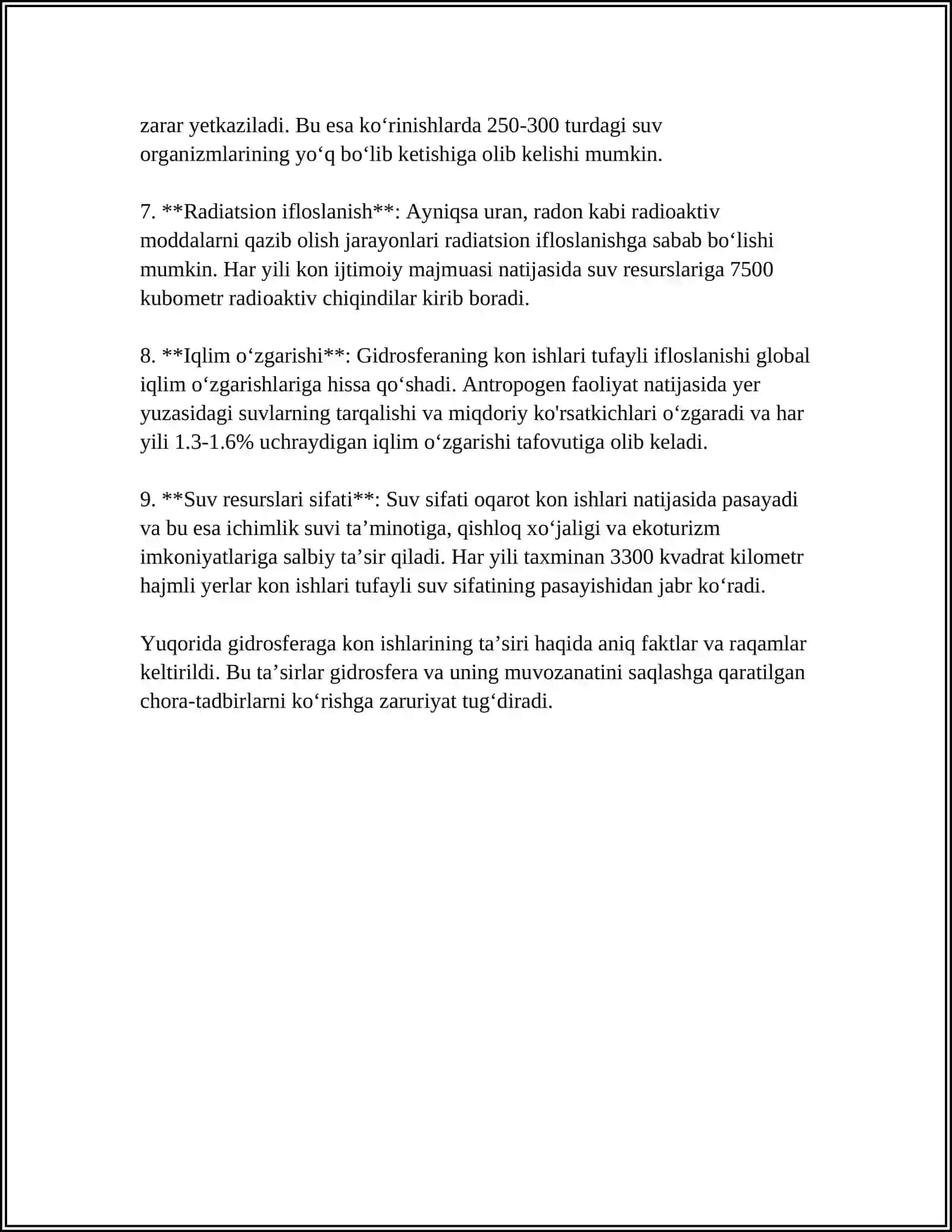 KON ISHLARINING GIDROSFERAGA TA’SIRI. KONCHILIK ISHLARIDA YERDAN FOYDALANISH VA TUPROQ MUHOFAZASI 4
