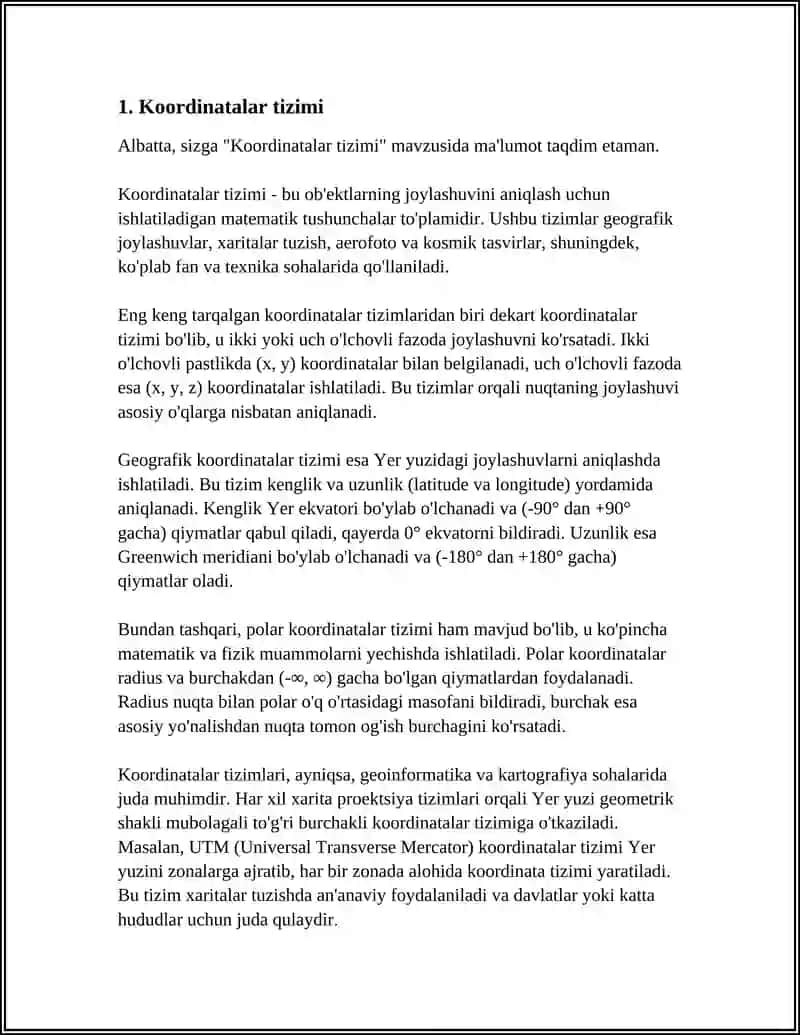YER YUZASIDAGI NUQTALAR O'RNINI ANIQLASH, KOORDINATALAR SISTEMASIDA JOYDAGI NUQTA BALANDLIKLARI. YER YUZASINI SFERA TEKISLIGIDA ANIQLASH 4