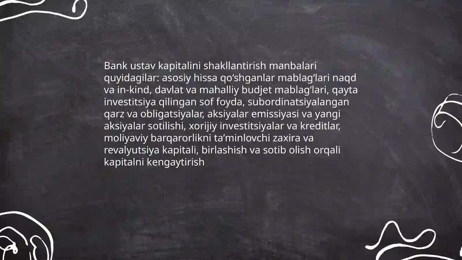 Bank ustav kapitali shakllantirish manbalari va qonunchilik talablari 4
