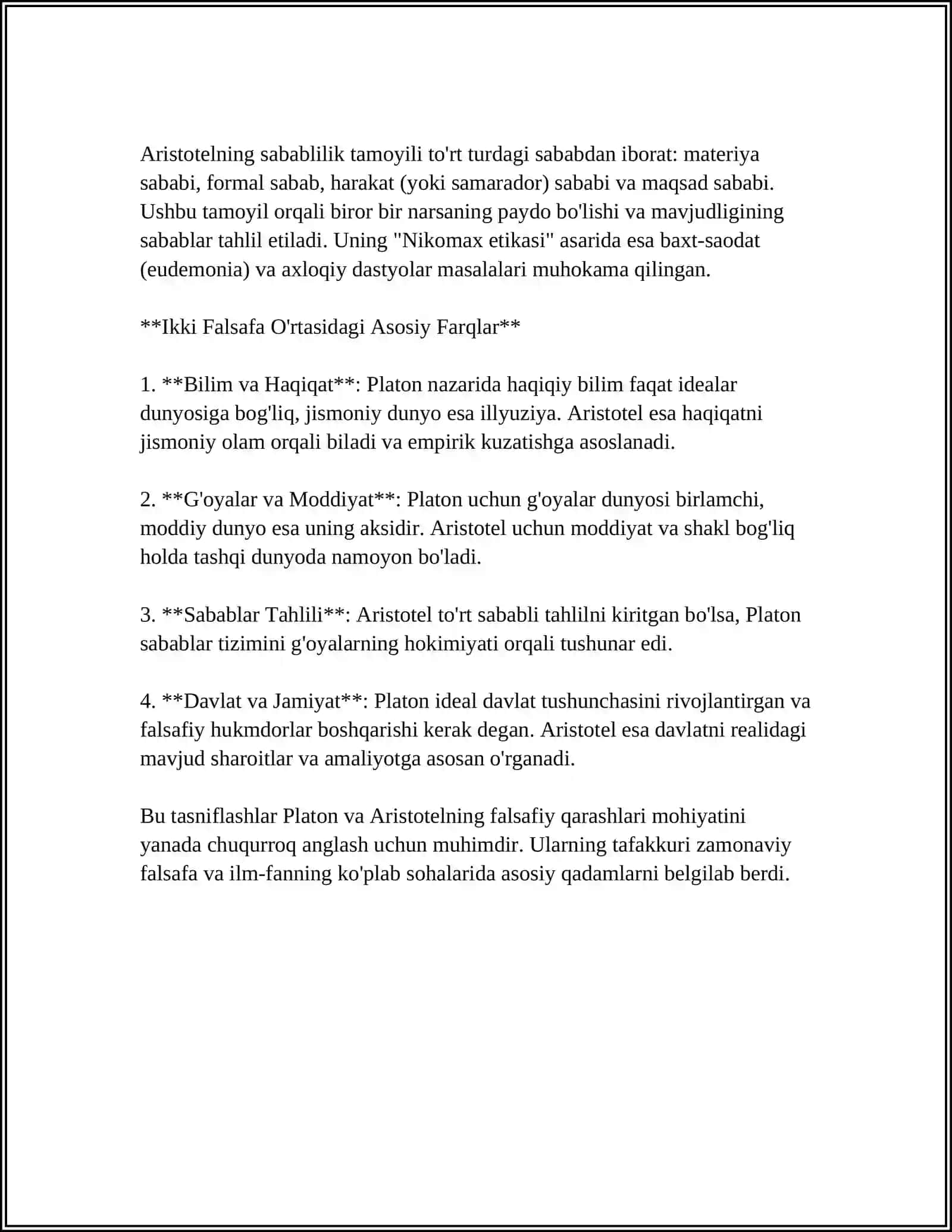 FALSAFANING MOHIYATIGA OID SHARQ VA GʻARB MUTAFAKKIRLARINING TA'RIFINI TASNIFLASH 4