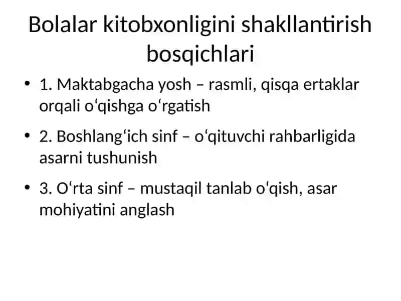 Bolalar kitobxonligi asoslari 4