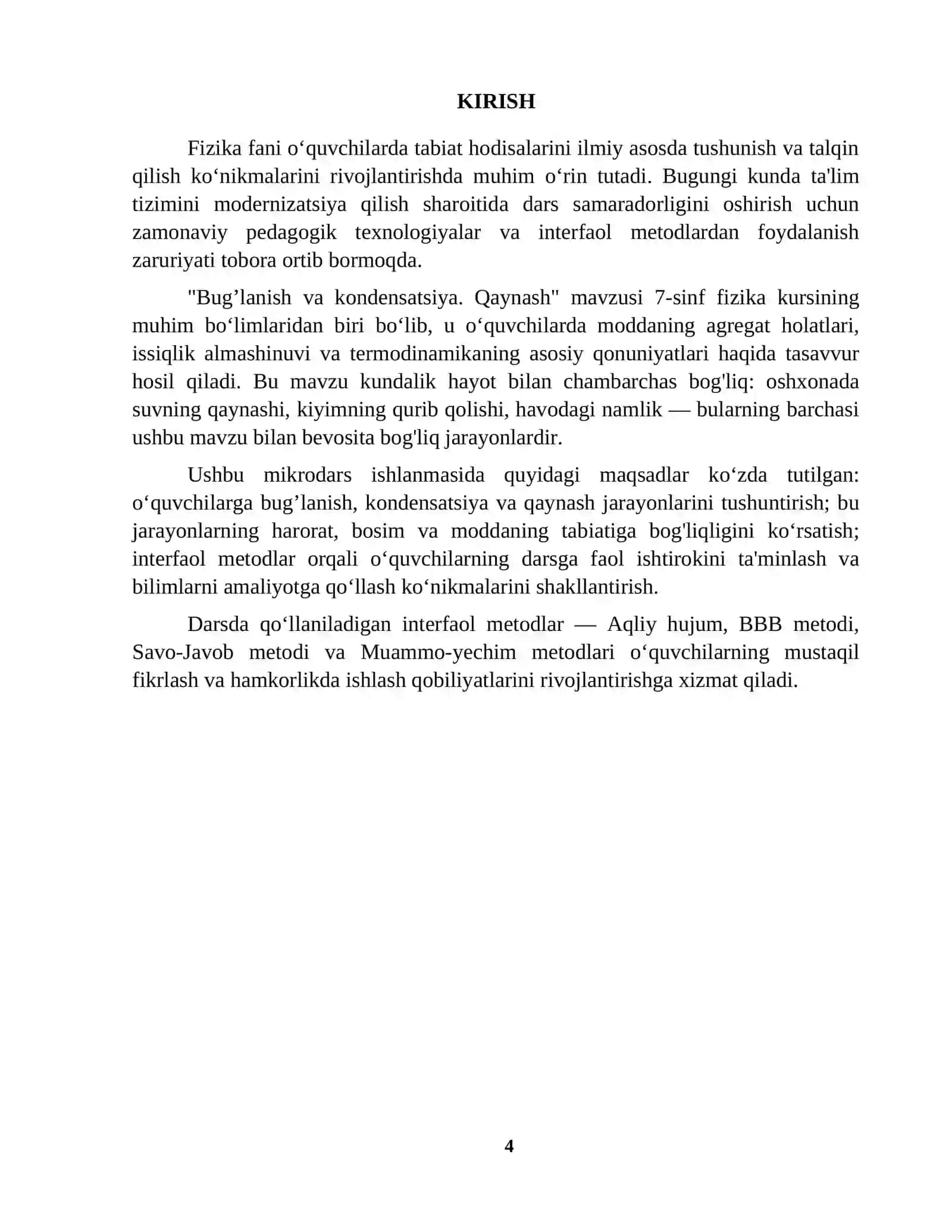 7- sinf fizika darsligida berilgan “Bug’lanish va kondensatsiya. Qaynash” 4