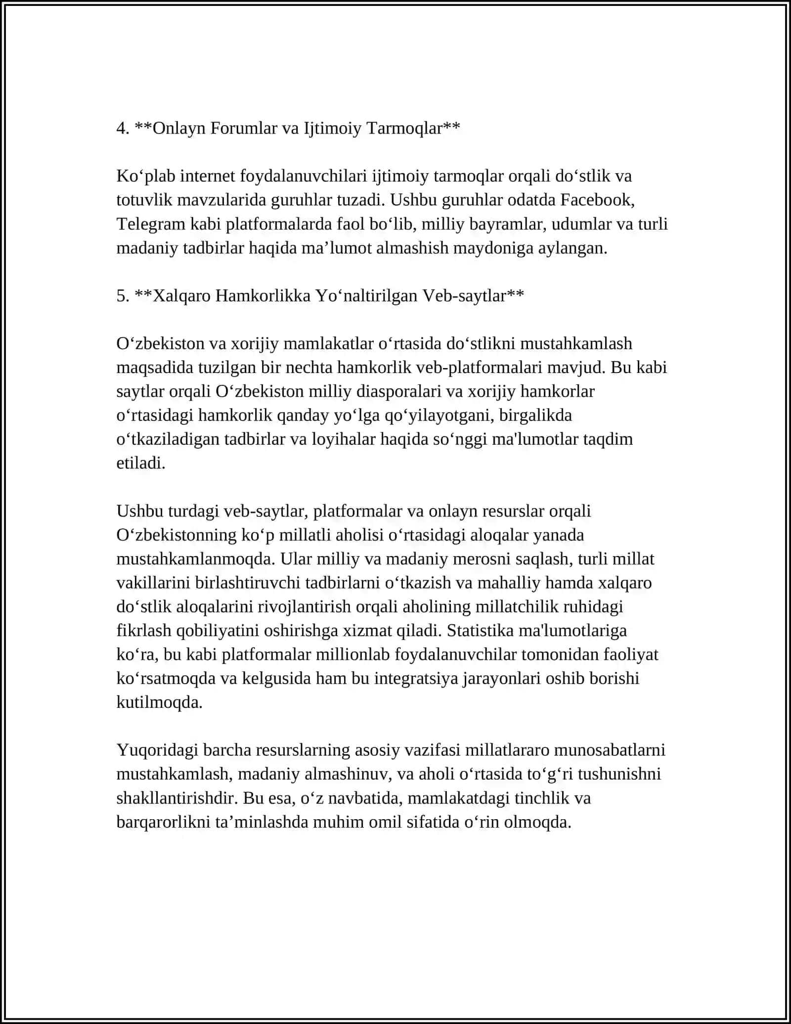 OʻZBEKISTONDA MILLATLARARO DOʻSTLIK MUNOSABATLARINI OʻRNATISHDA SAYT HARAKATLAR 4