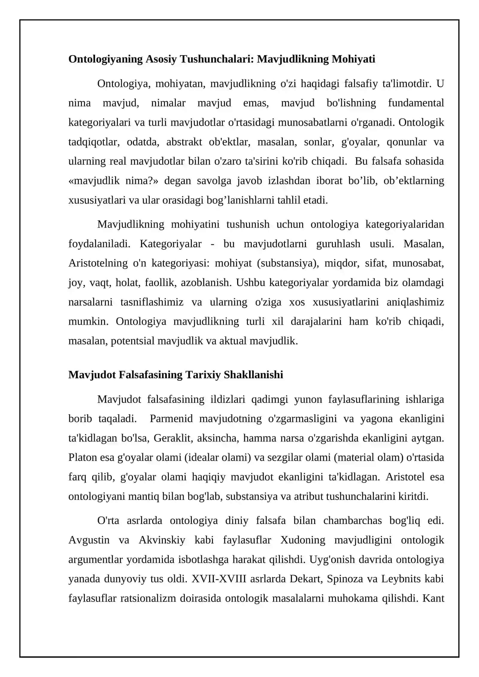 Ontologiya va Mavjudot Falsafasiga Kirish 4