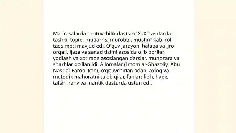 Sharq mamlakati allomalarining oʻqituvchilik kasbiga oid ilk qarashlari 4