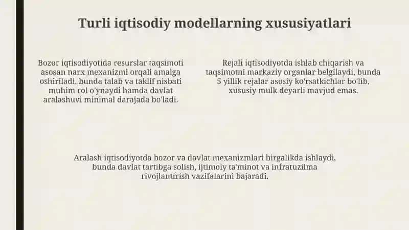 Iqtisodiy tizimlar va ularning turli modellari 4