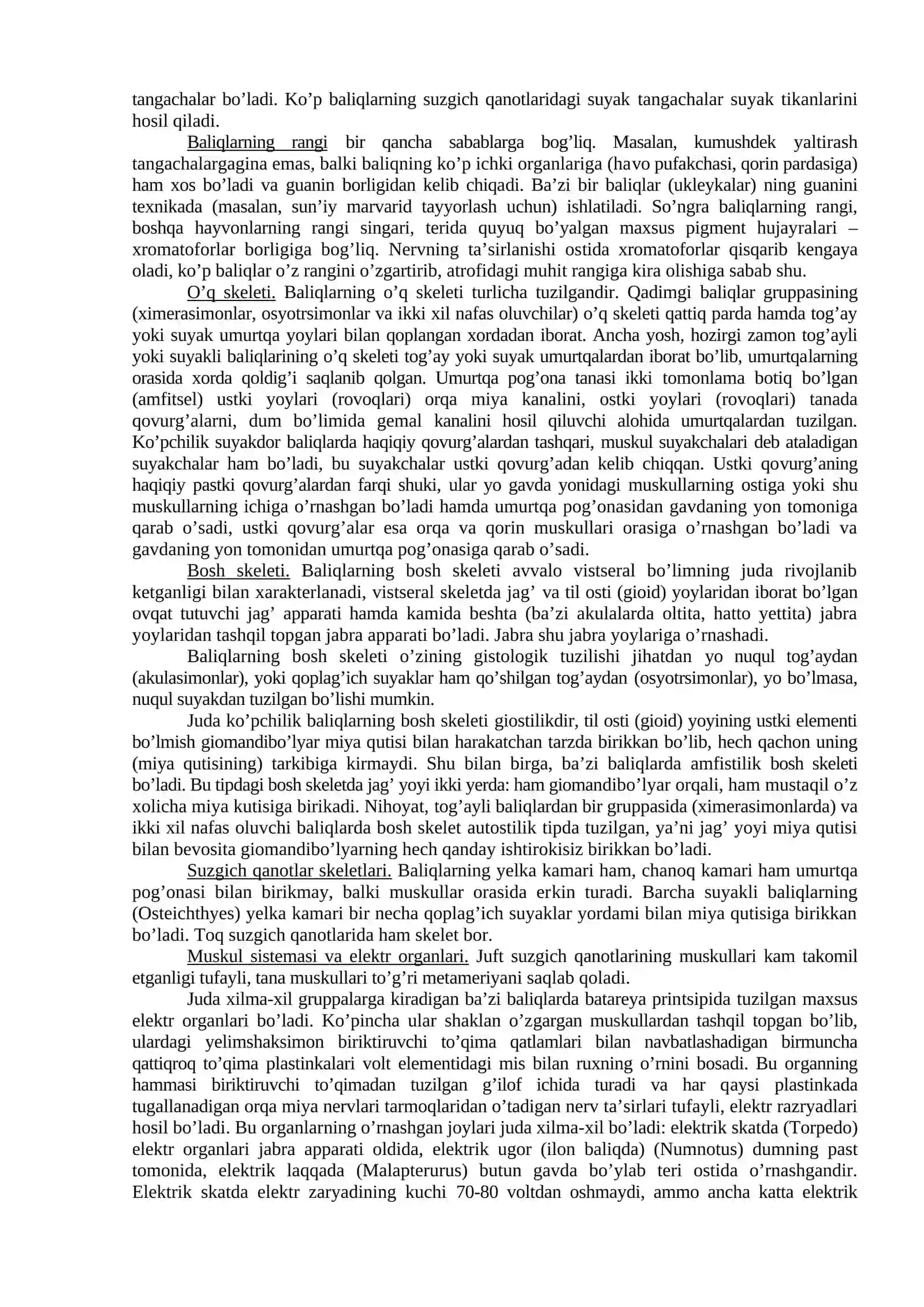 Baliqlar Katta Sinfiga Umumiy Tavsif va Sistematikasi 4