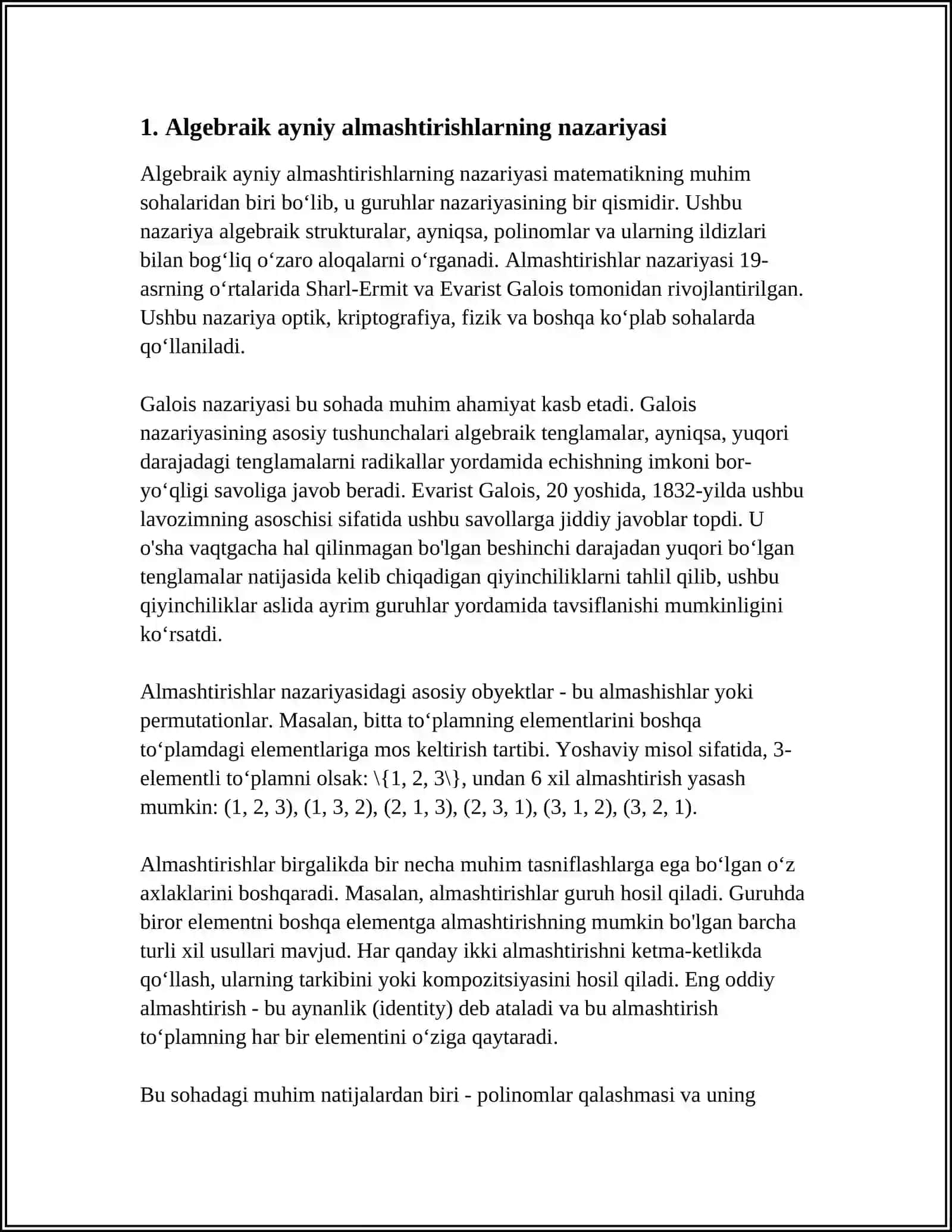 ALGEBRAIK AYNIY ALMASHTIRISHLARNI O’QITISH METODIKASI 4