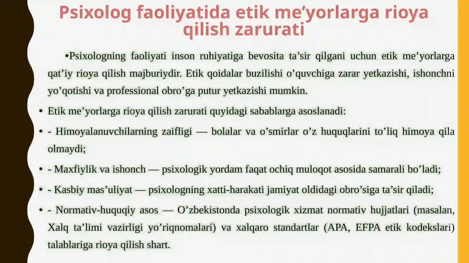 Ta’limda amaliy psixologning etik norma va qoidalari 4