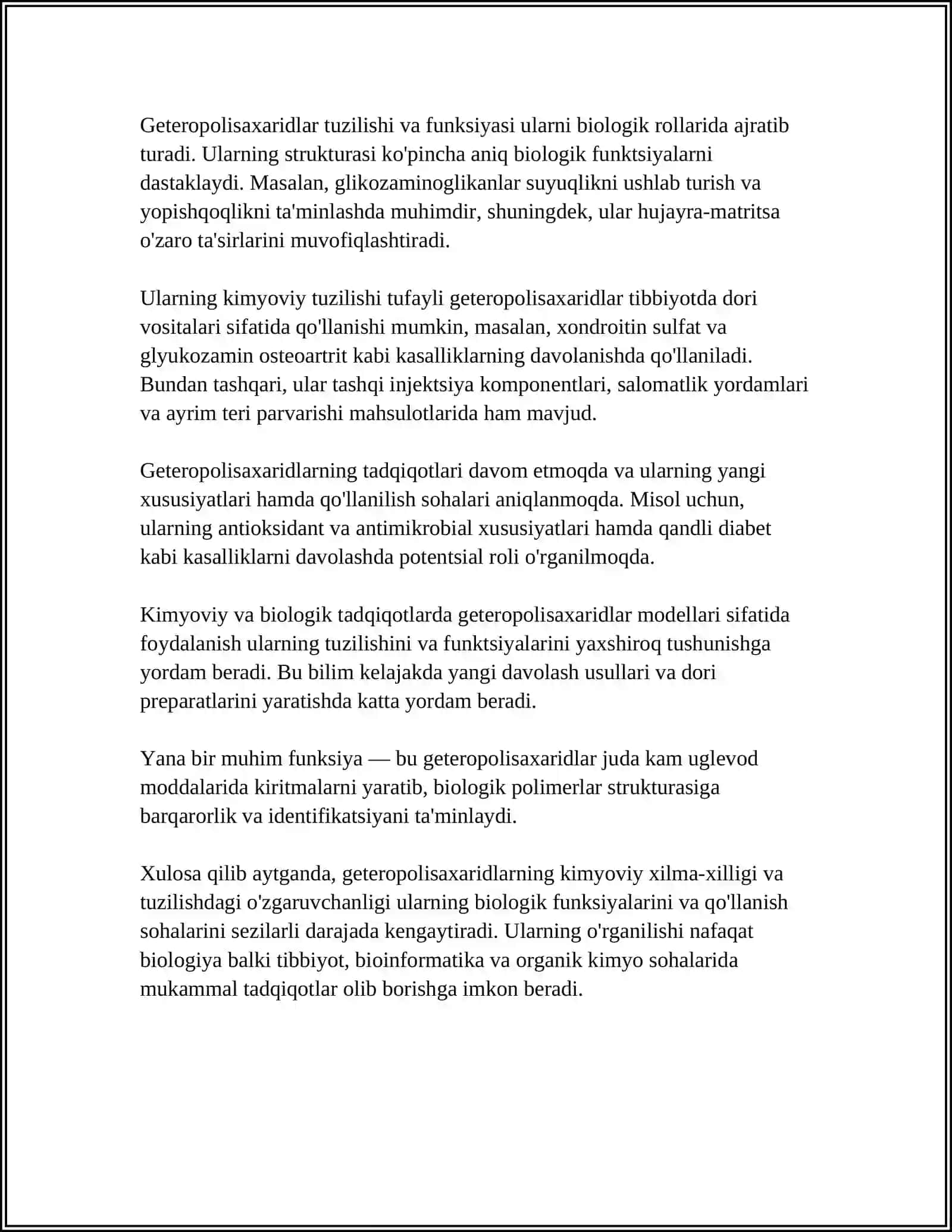 GETEROPOLOSAXARIDLAR, FUNKTSIYALARI, ULARNI ONTOGENEZDA VA KASALLIKLARDA O'ZGARISHI. KOLLAGENOZLAR, PATOGENEZI VA TASHXISI 4