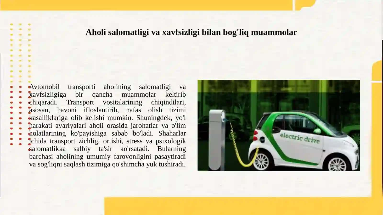 Avtomobil transportini atrof muhitga va aholiga ta'siri 4