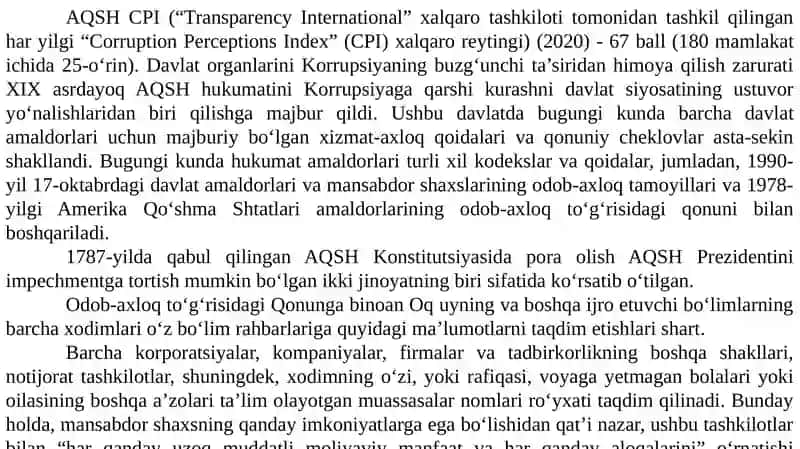 Korrupsiyaga qarshi kurashning jahon tajribasi 4